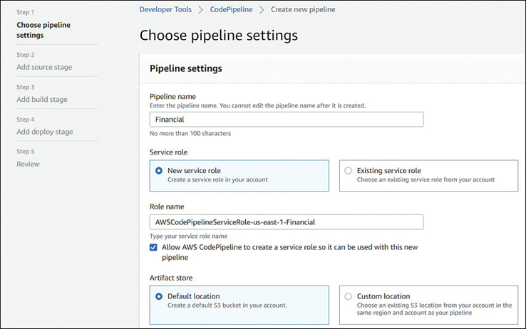 Creation of new pipeline in the setup page.