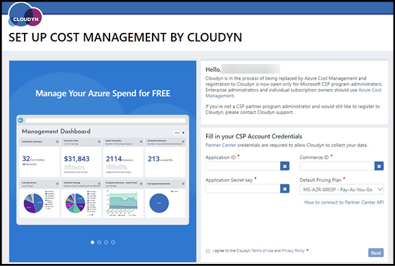 A screen shot of the Cloudyn registration screen.