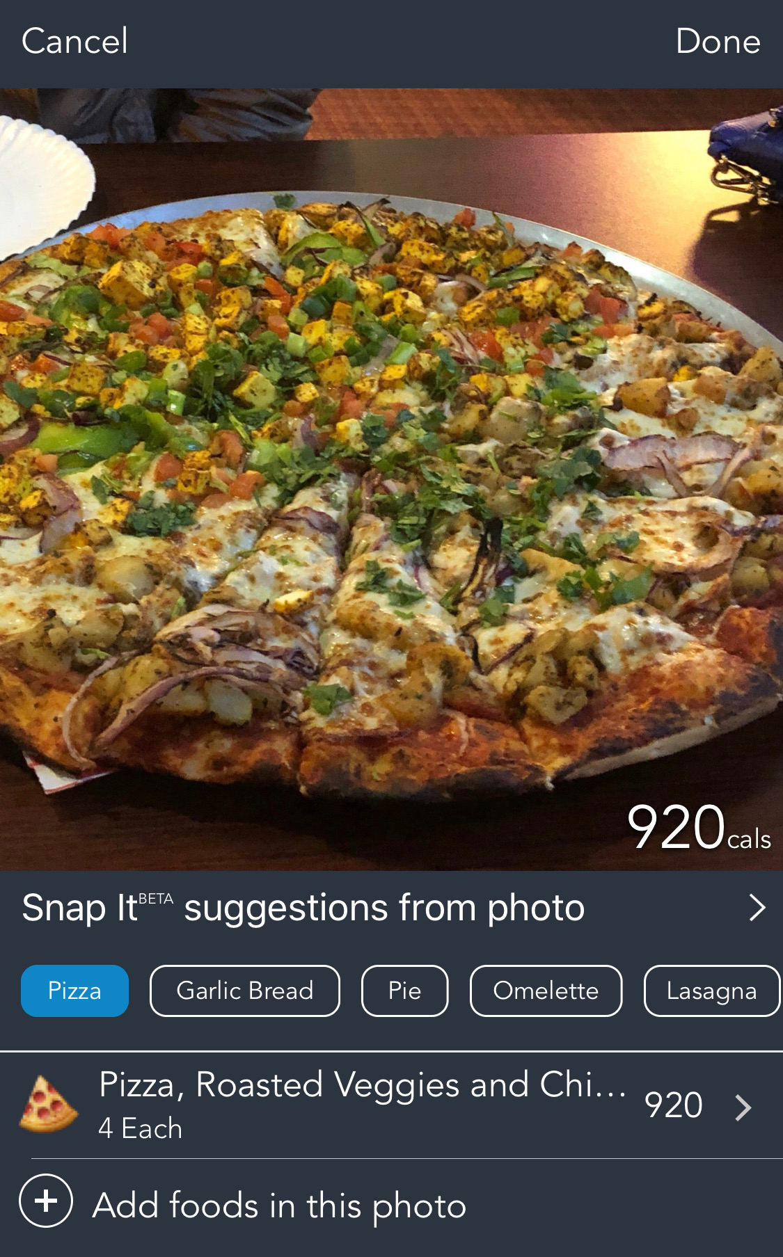 Snap It feature from Lose It! showing multiple suggestions for a scanned food item