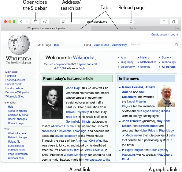 The Safari window offers tools and features that let you navigate the web almost effortlessly. These toolbars and buttons are described in this chapter.
