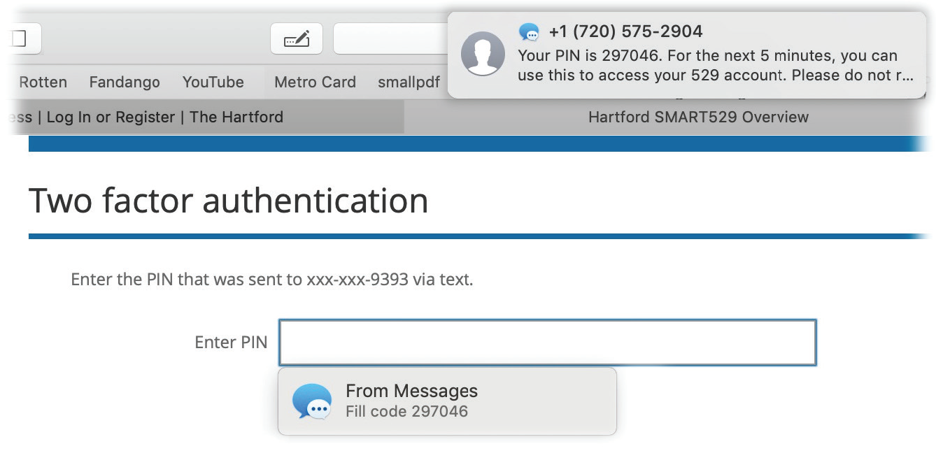 Now, whenever a site sends a “two-factor authentication” code by text, your Mac finds it in the text message, identifies it, and offers to paste it directly into the site. It’s fantastic. (This presumes, of course, that your Mac receives your text messages, as described on page 759.)