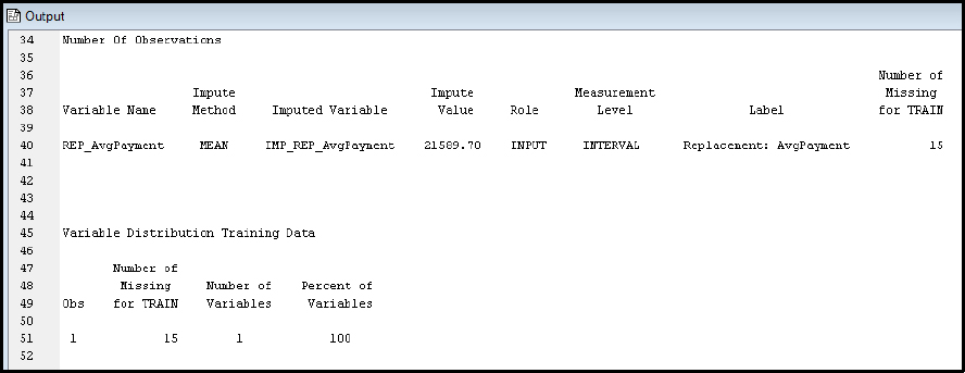 Figure 4.38: Review Impute Node Results