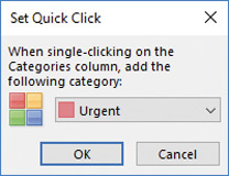 Screenshot of the Set Quick Click dialog box.