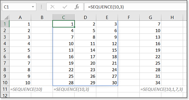 Type =SEQUENCE(10) in A1 and you will get the numbers 1 through 10 entered in A1:A10.