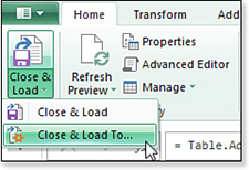 Close & Load will bring the data to Excel. If you choose Close & Load To, you can load the data to the Data Model.