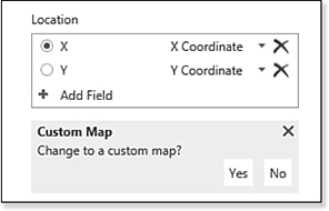 When you are building a custom map, specify two fields as the X Coordinate and the Y Coordinate.