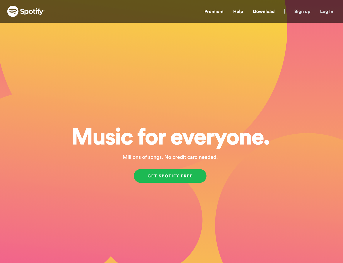 The Spotify landing page—a very clear single door