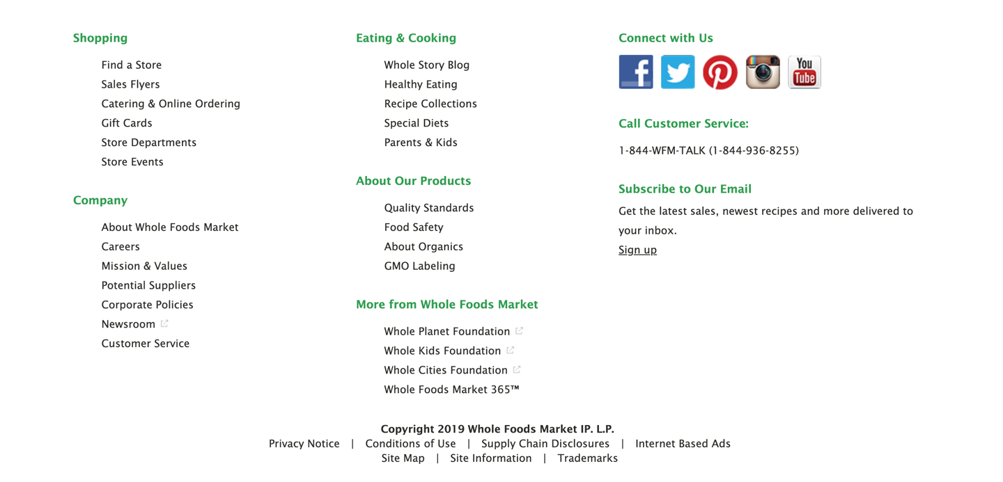 Whole Foods footer