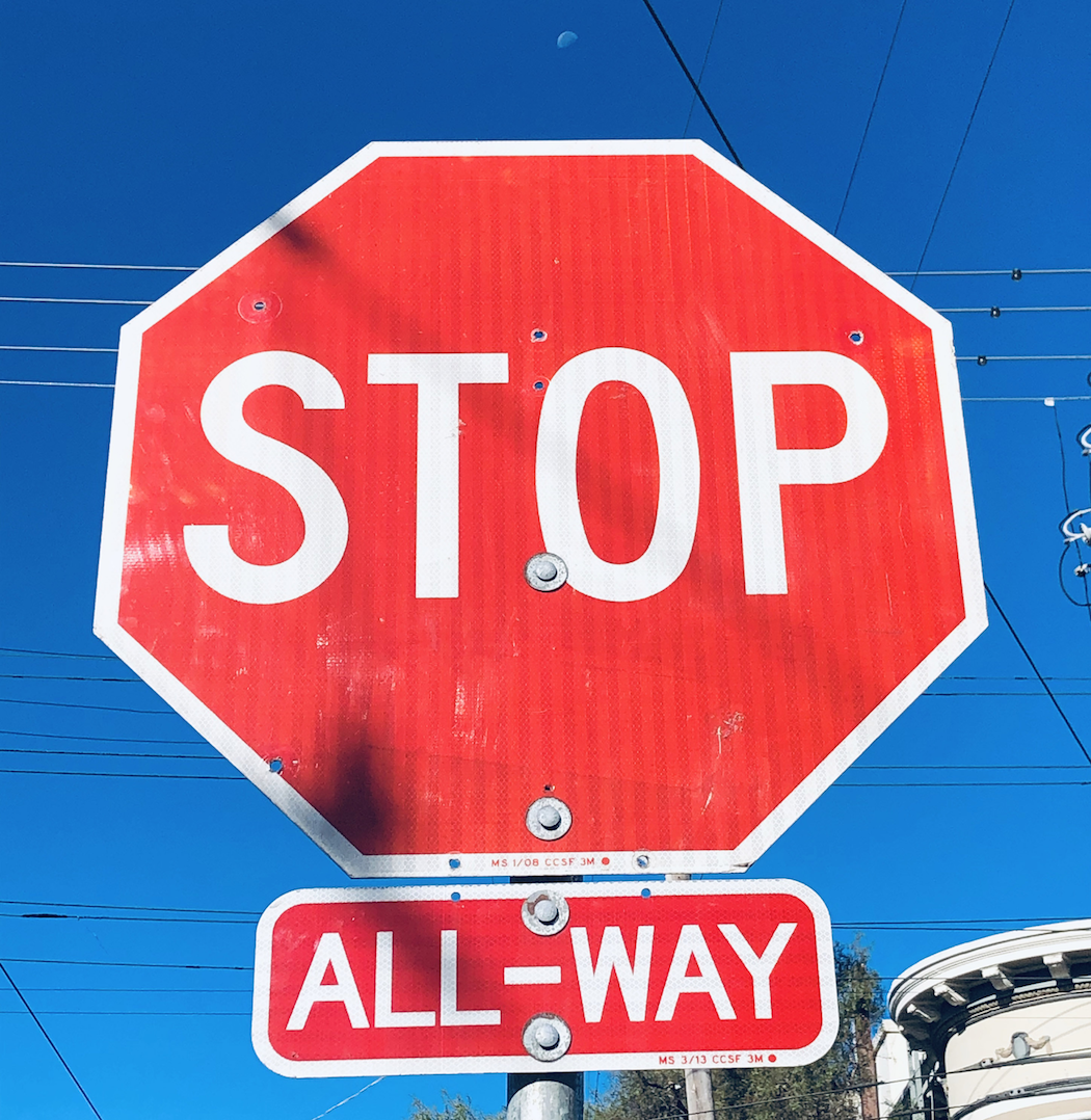 Example of a stop sign in the United States