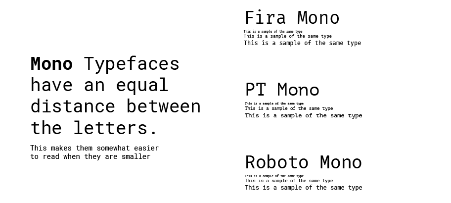 Examples of monospaced typefaces