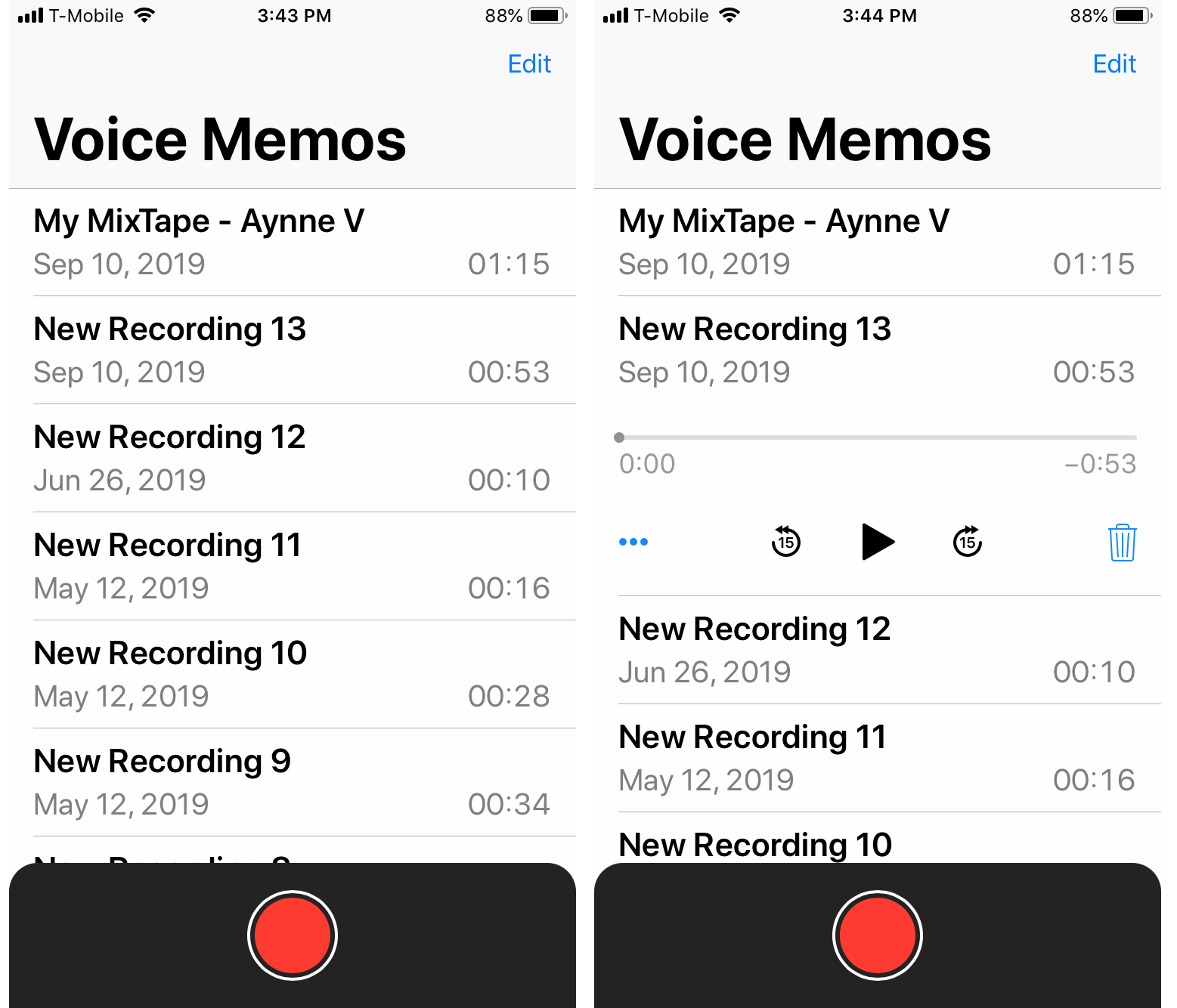 Apple iOS Voice Memos
