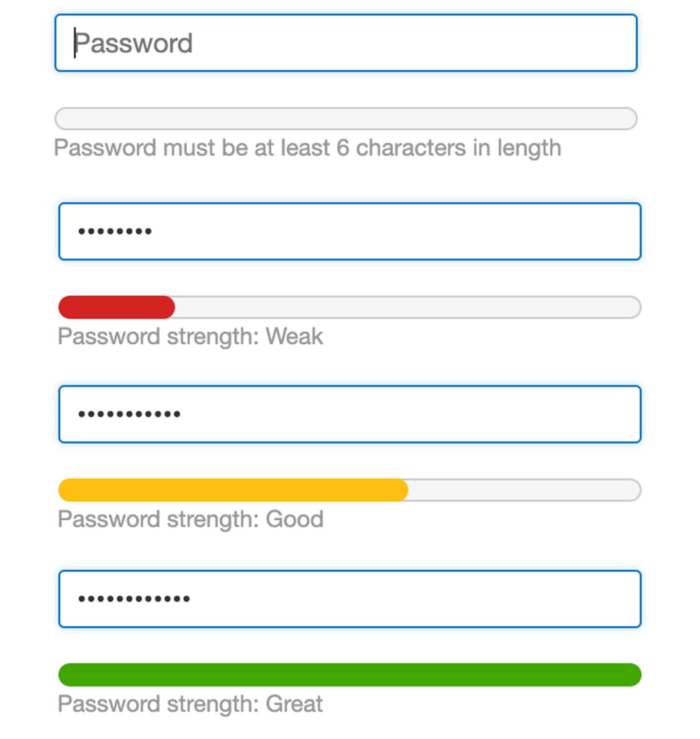 Yelp password strength meter
