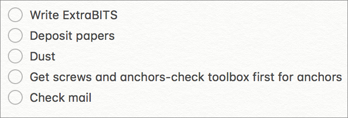 Figure 9: Here’s a to do list I quickly threw together.
