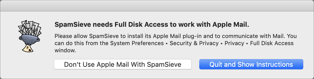 Figure 14: This app is requesting full disk access, which will enable it to access the files it needs.