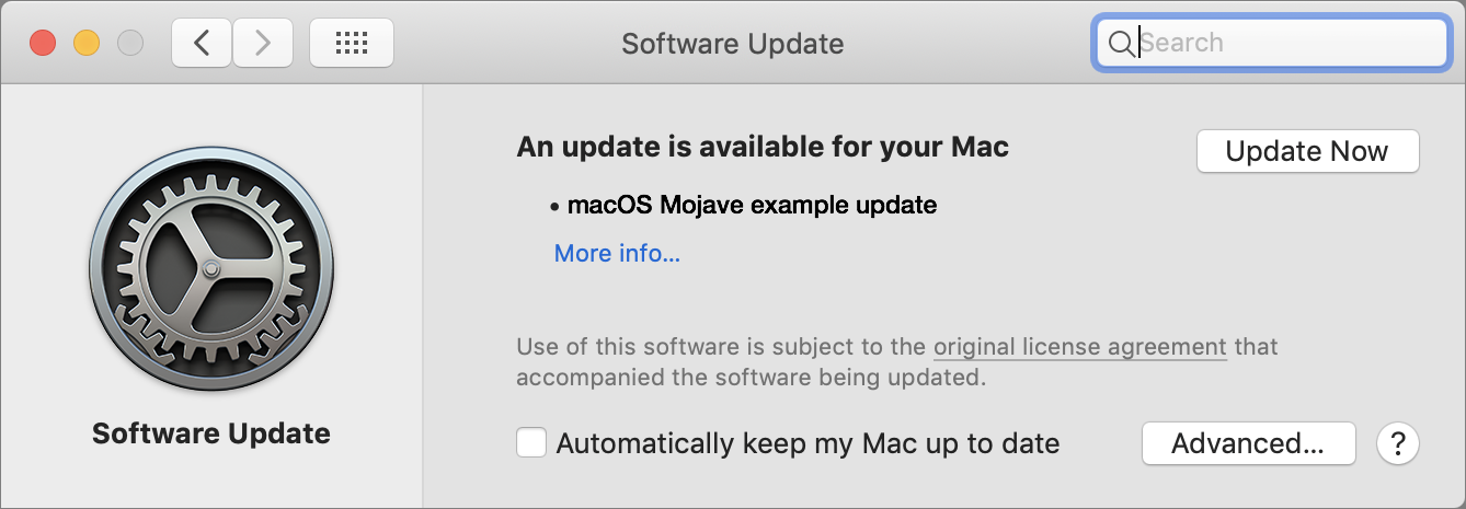 Figure 17: Configure automatic updates in the Software Update pane.