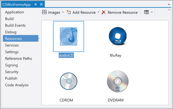 Screenshot of adding or removing Project resources via the Resources tab.