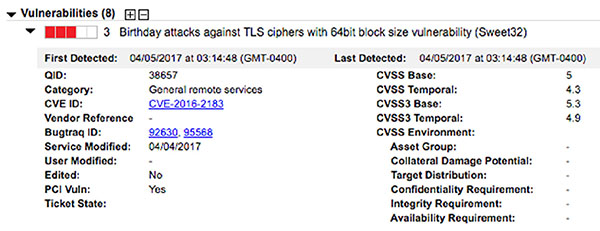 Window shows section for vulnerability with options for first detected, last detected, QID, category, CVE ID, vendor reference, et cetera.