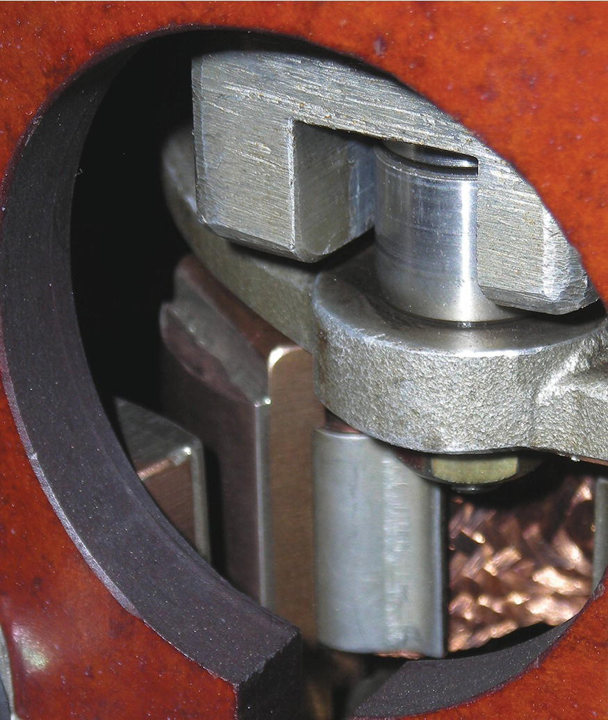 Photo of diverter switch contacts (open) inside the diverter drum.