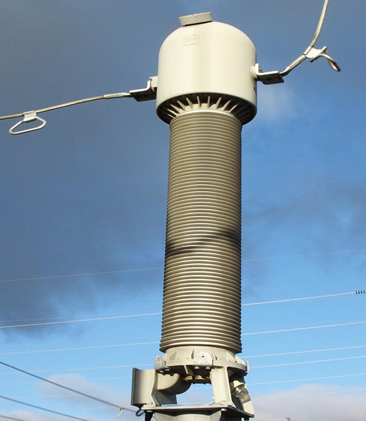 Photo of a 220 kV pedestal CT.