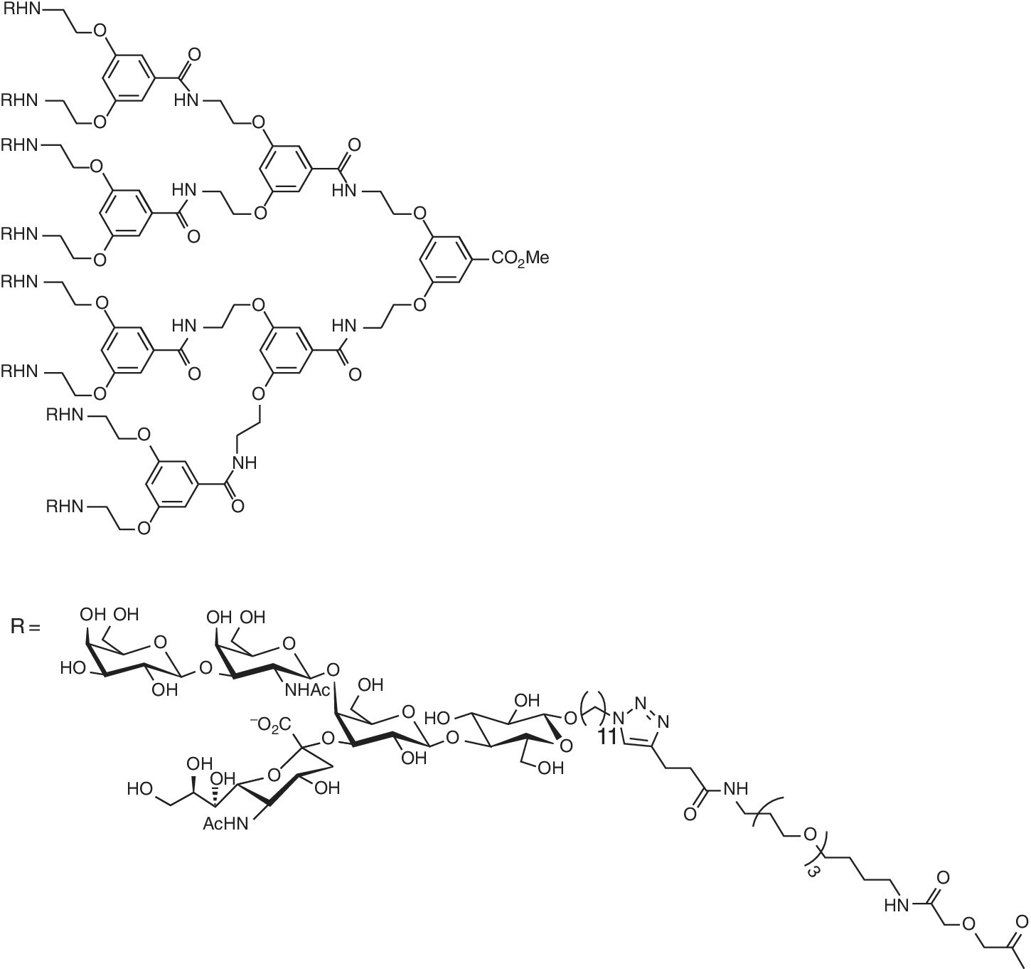 Skeletal formula of octavalent GM1os inhibitor of the CTB5‐subunit.