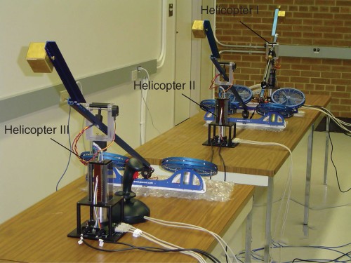 Photograph of the experimental setup with three 3DOF-Helis.