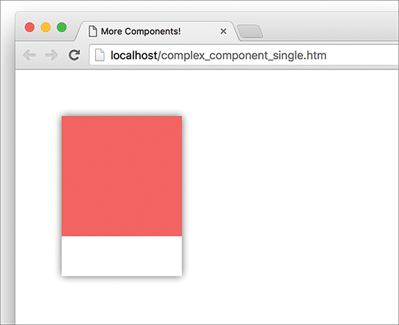 The result of the "complex_component_single.htm" page now displays the pink portion of the palette at the top, with a narrow white region at the bottom.