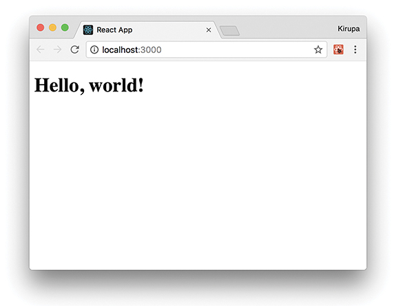 The text "Hello, word" appears on the React app screen in the browser.