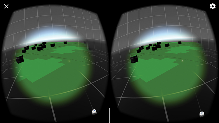 A snapshot of a VR graphic image depicts the tunneling effect.