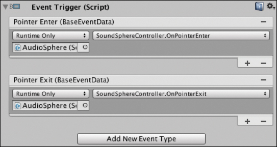 A snapshot of the event trigger component is shown.