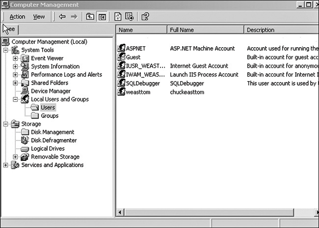 A screenshot of a computer management window is shown.