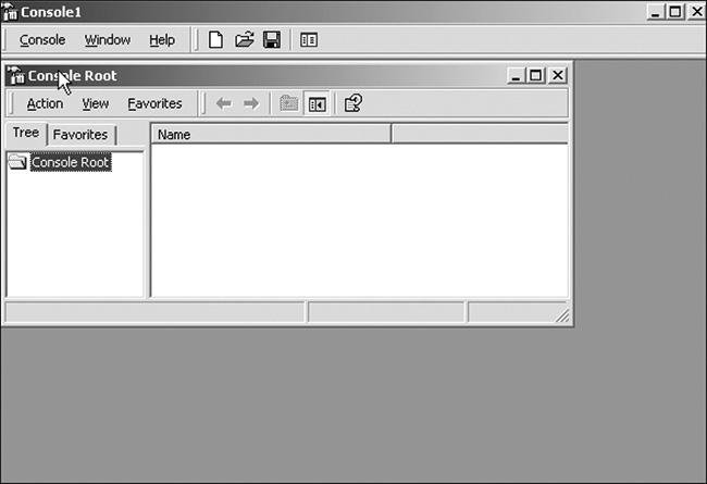 A screenshot of an MMC console window is shown.