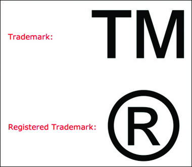 The trademark is symbolized as two uppercase alphabets T and M together, while the registered trademark is symbolized as uppercase R within a circle.