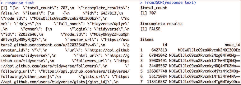 A screenshot displays the parsing using fromJSON function.