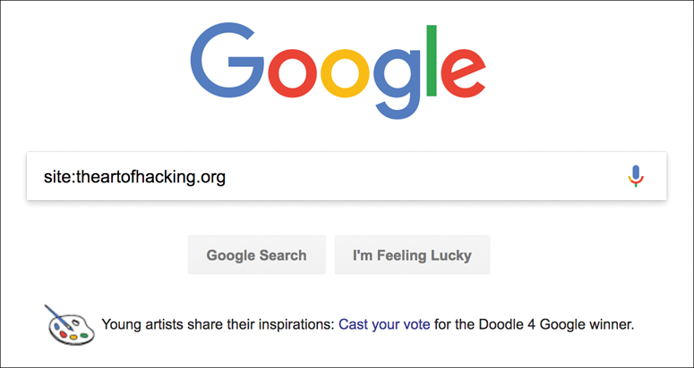A screenshot of a Google search domain. The query in the search bar is site:theartofhancking.org.