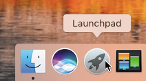 A step in creating a Logic Pro X project is shown. A dock shows few icons, in which the "Launchpad icon" is selected.