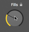 The snapshot shows the fills knob, on which the pointer is placed.