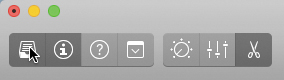 The buttons in the control bar is shown. The library button to the left of the inspector button is clicked.