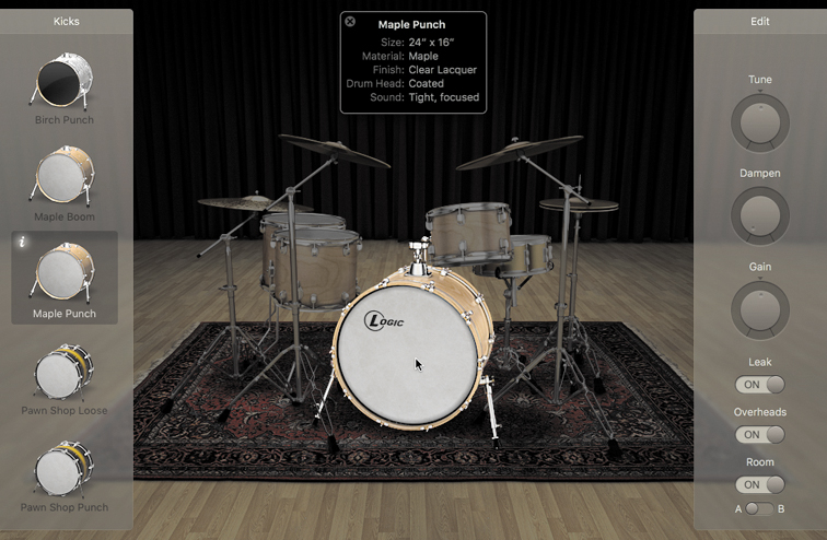 A screenshot of the Drum Kit Designer is shown.