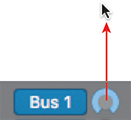 A snapshot of the bus 1 button along with the circular knob is shown. The circular knob is turned all the way up.