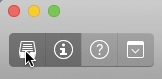 The control bar displays the library, information, help, and more options buttons. The library button in the bar is selected.