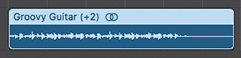 A screenshot shows the groovy guitar recording. The audio graph of groovy guitar (plus 2) region is shown.