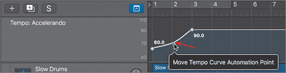 A screenshot shows the modification done on the Tempo line for the new tempo.