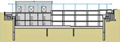 Sketch showing Substructure and core steps: Steel superstructure commencement, accessed by mobile craneage directly off ground floor slab.