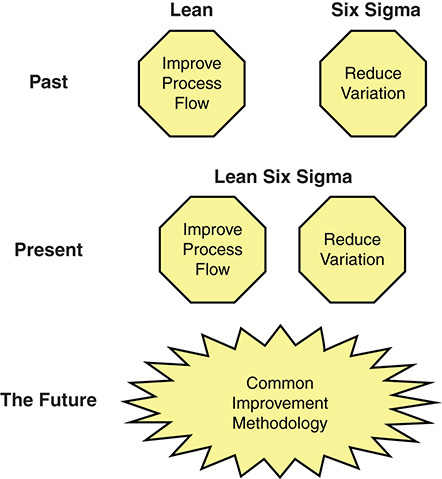 The Evolution of Lean Six Sigma is shown for the Past, Present, and the Future.