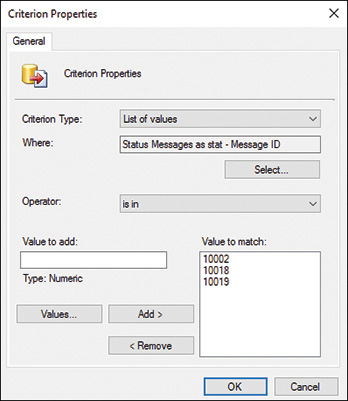 A screenshot shows the General tab of the Criterion Properties dialog box.