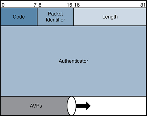 A figure illustrates a RADIUS packet format.